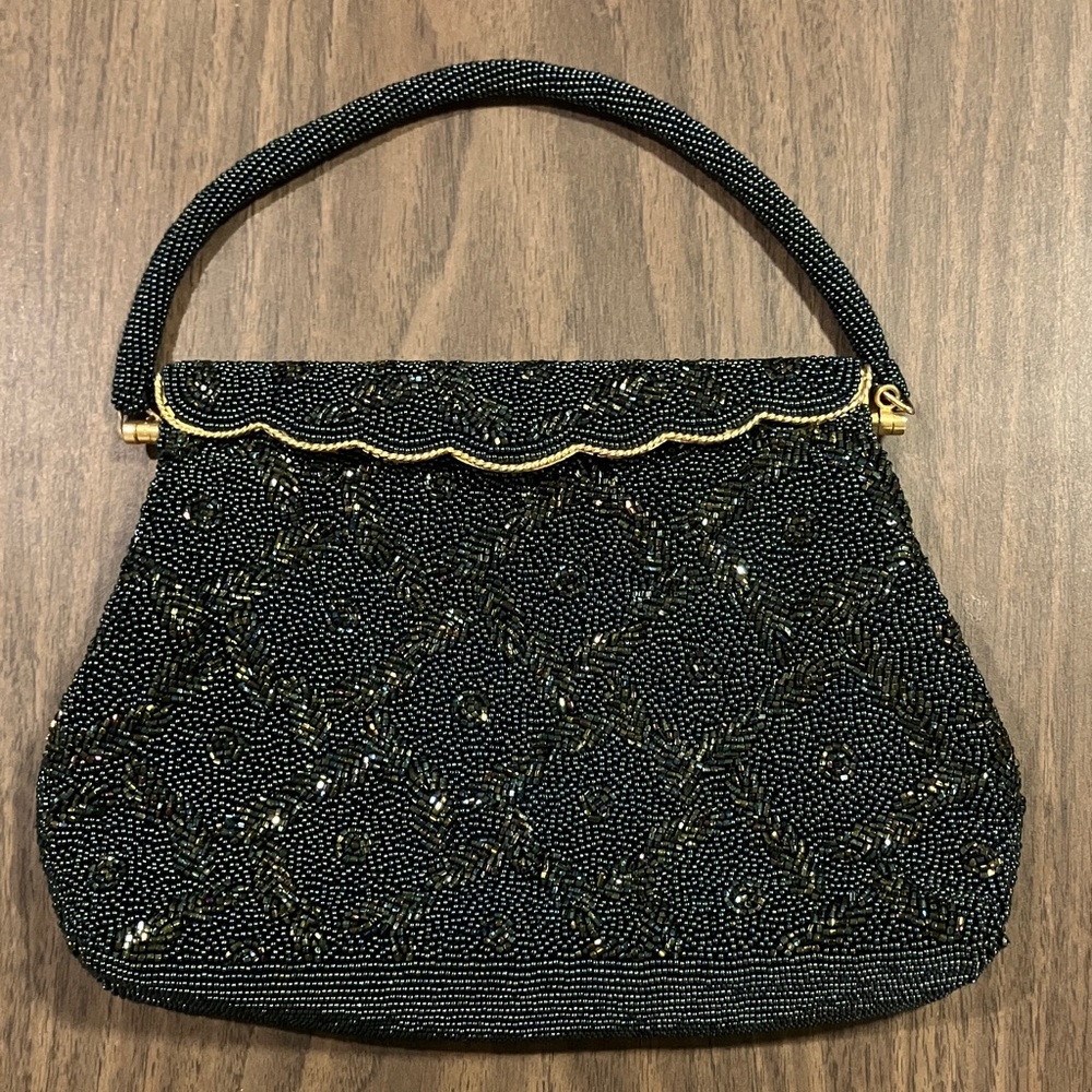 Chic Beaded Clutch with Gold Accents